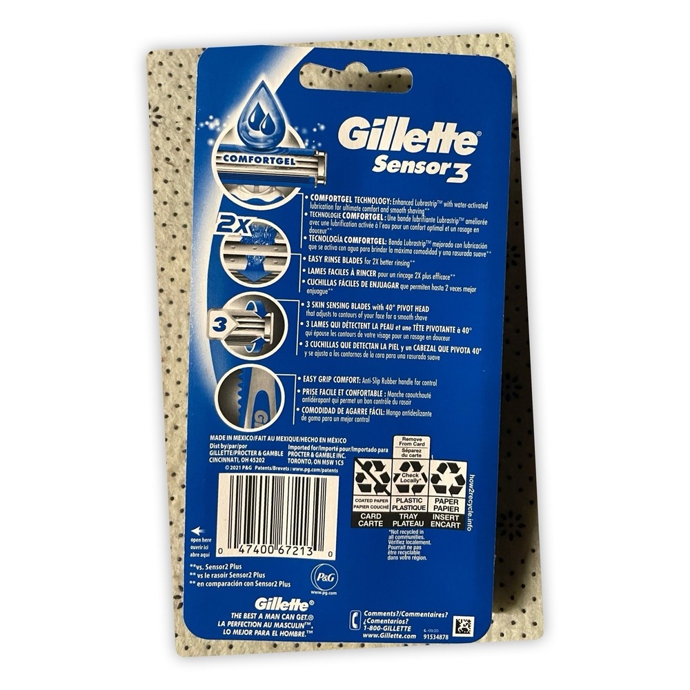 Gillette Sensor3 Comfort Comfort Gel Disposable Razors, 3 Packs Of 3 - Picture 3 of 3